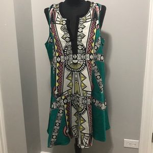 Bar III Short sleeve geometrical patterned dress